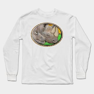 White rhino mom and baby Ceratotherium simum Long Sleeve T-Shirt